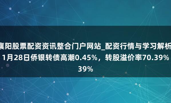 襄阳股票配资资讯整合门户网站_配资行情与学习解析 1月28日侨银转债高潮0.45%，转股溢价率70.39%