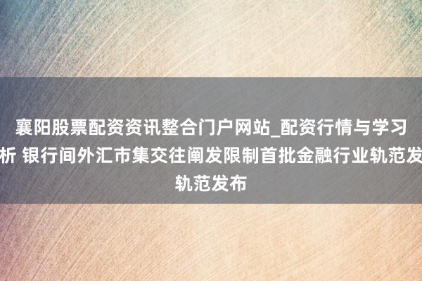 襄阳股票配资资讯整合门户网站_配资行情与学习解析 银行间外汇市集交往阐发限制首批金融行业轨范发布